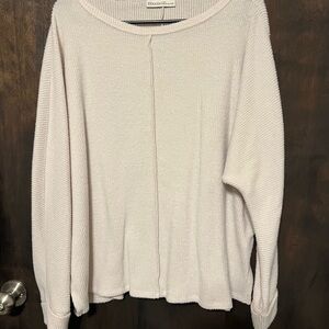 Zenana Outfitters cream colored Ribbed Long Sleeve sweater like Top